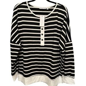 Notations Black and White Striped Sweatshirt